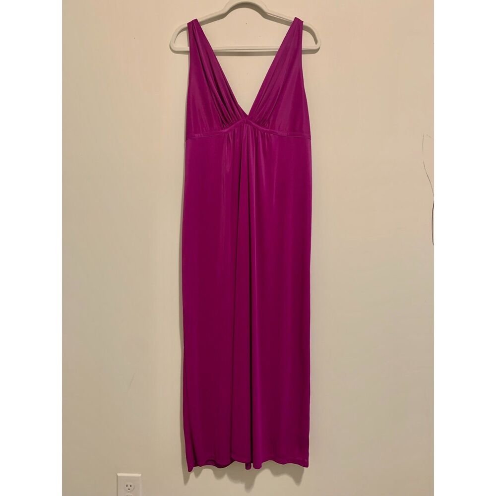 Natori Sleepwear Silky Touch Magenta Purple Long Nightgown Maxi Dress L